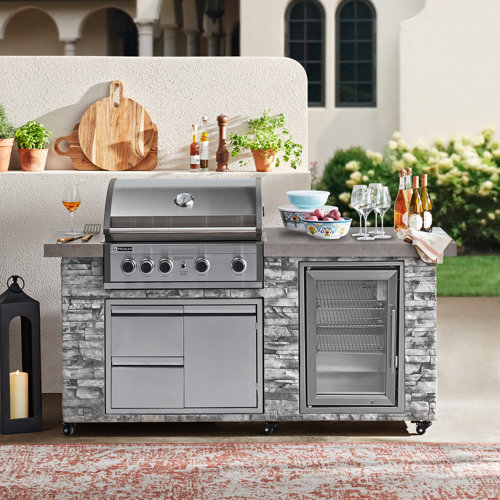 Prokan Pro Elite 78" 4Piece 5Burner Liquid Propane BBQ Grill Islands